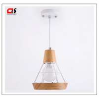 Vintage iron cage wooden hanging pendant light shade