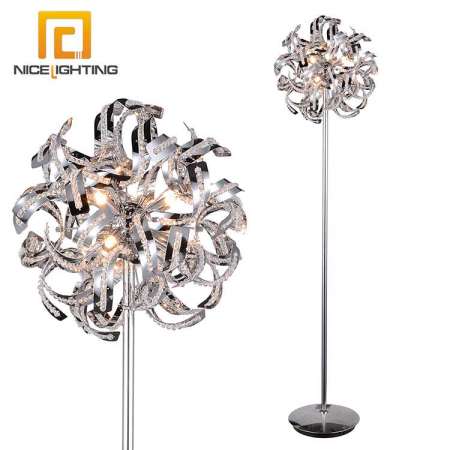 NICE lighting G9 tall elegant standing chrome table floor light decor crystal metal fancy floor lamp