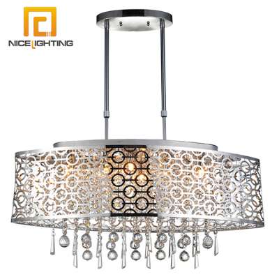 NICE lighting large hotel lobby silver metal chain crystal pendant lamp modern large chandelier lighting