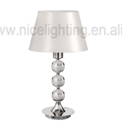 E27 light source table lamp with white satin shade and handmade shell metal ball for furniture decoration