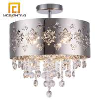 Nice lighting modern stainless iron chandelier pendant steel Shade crystal clear lamp ceiling