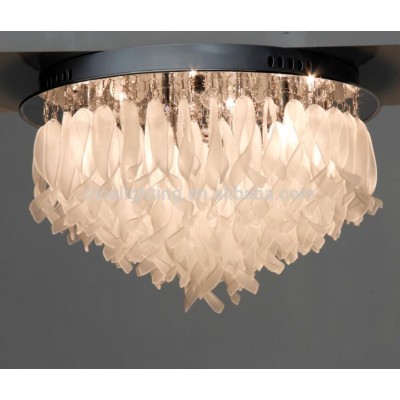 White frosted glass wave hanging decoration ceilign lamp semi flush